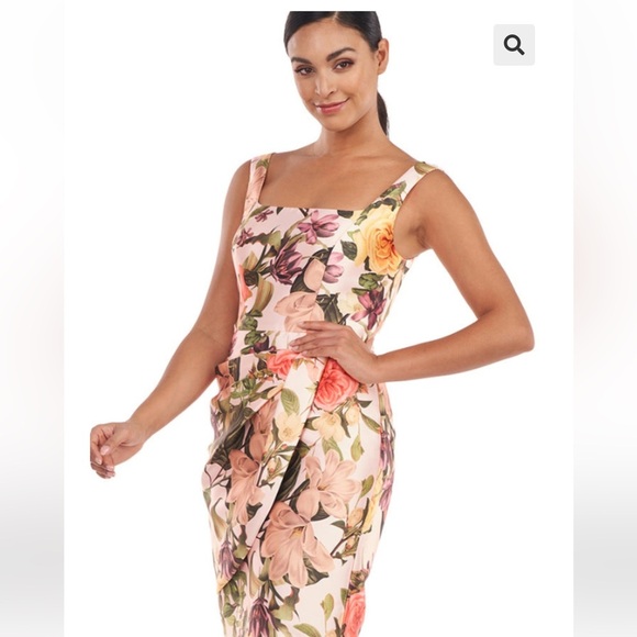 NWT Kay Unger Hyacinth Sleeveless Draped Dress Bridal Multi Blush - Picture 2 of 11